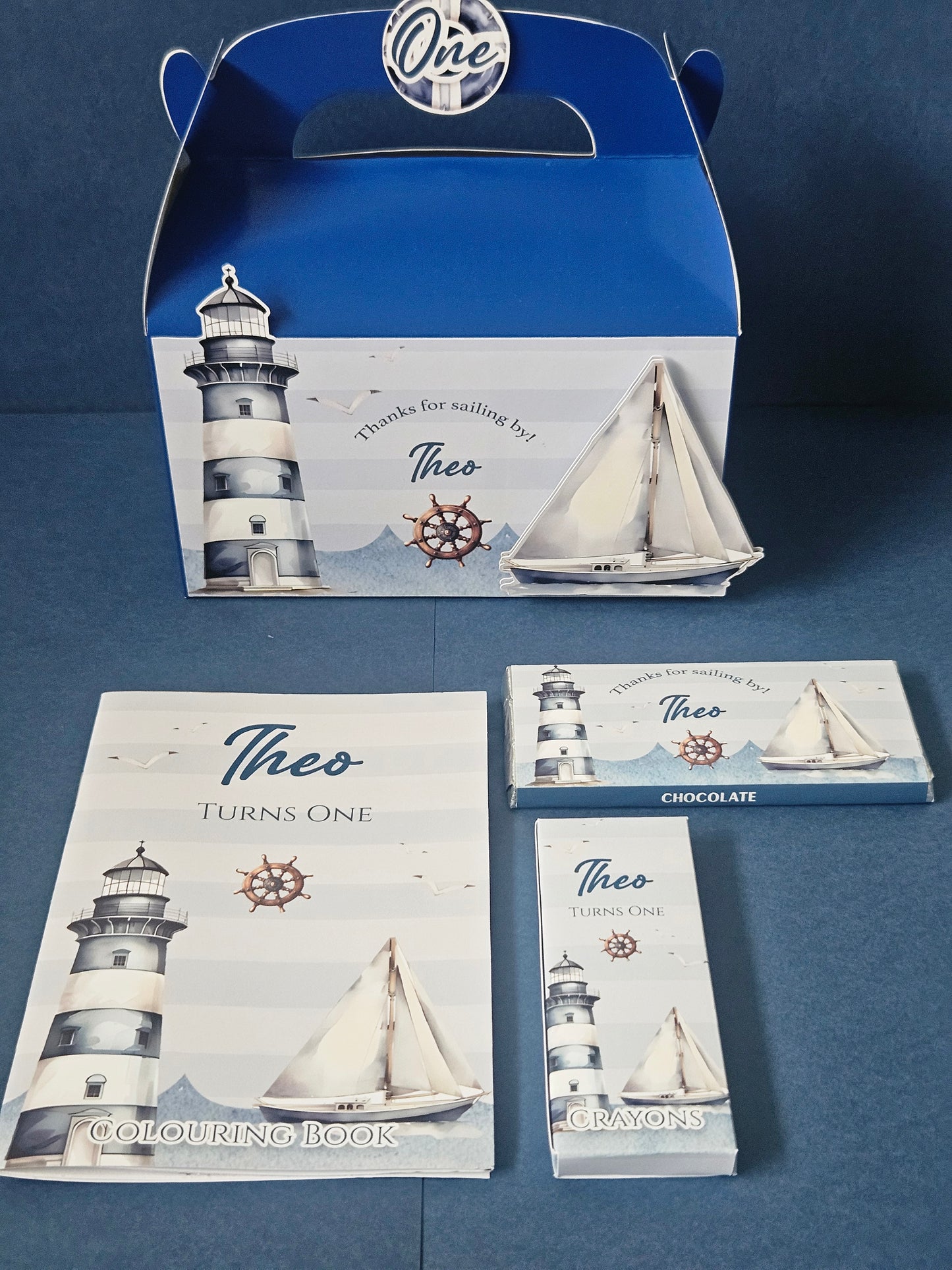 Sailor Theme Nautical Personalised 3D Party Favour Box | Kids Birthday Party Favours