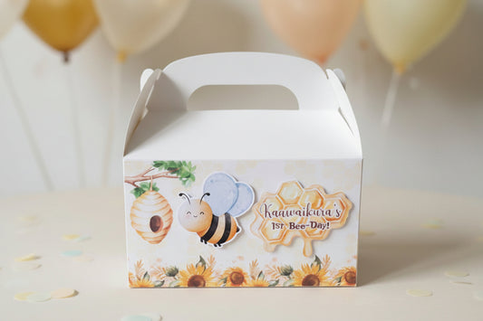 Bumble bee Sunflower Theme Personalised 3D Party Favour Box | Kids Birthday Party Favours