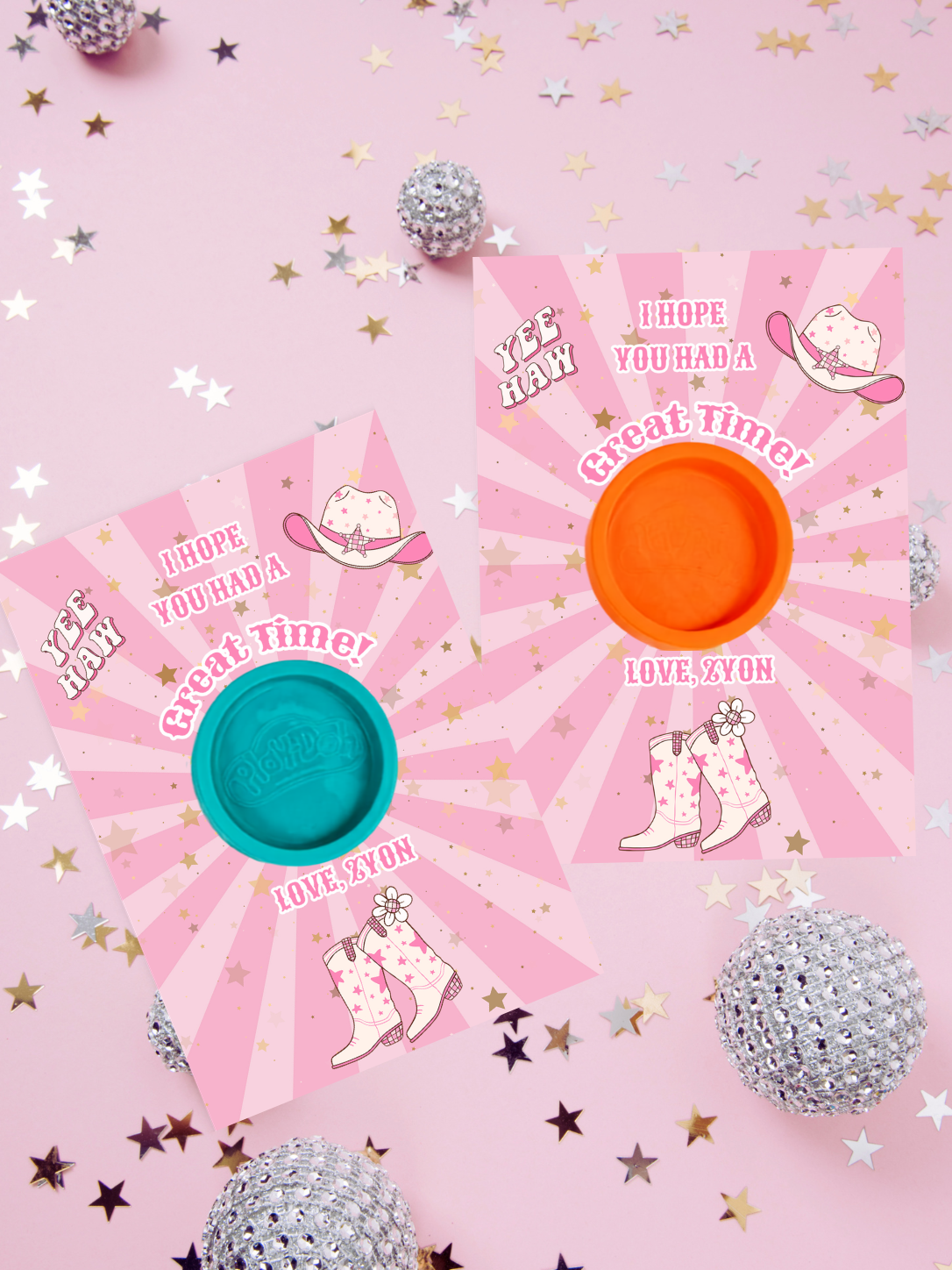 Disco Cowgirl Theme Play Dough Party Favours