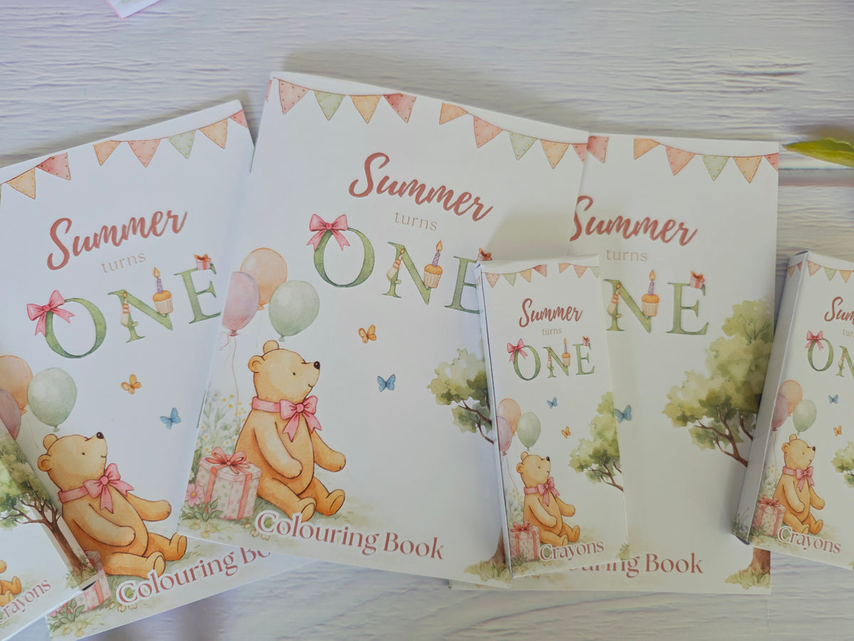 Baby Pooh Pink Theme Colouring Book