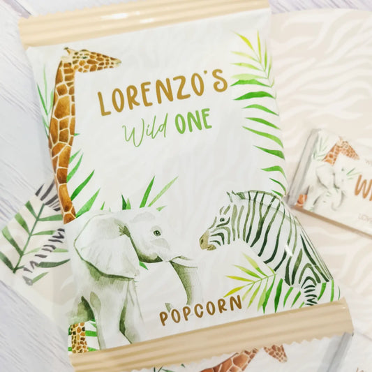 Wild One Jungle Animals Popcorn Bag