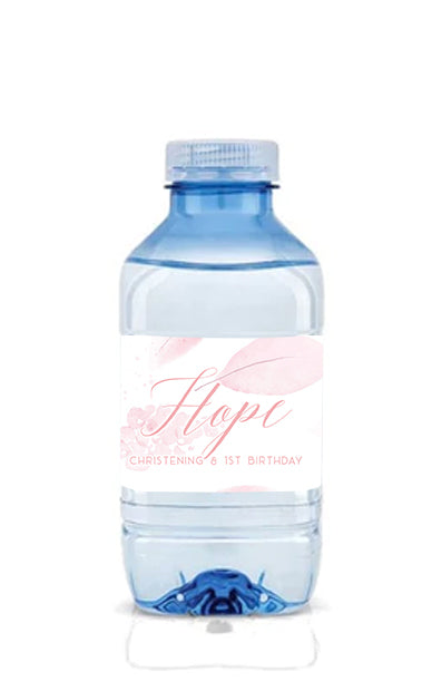 Soft Pink Leaf Christening  Bottle Labels (12pk)