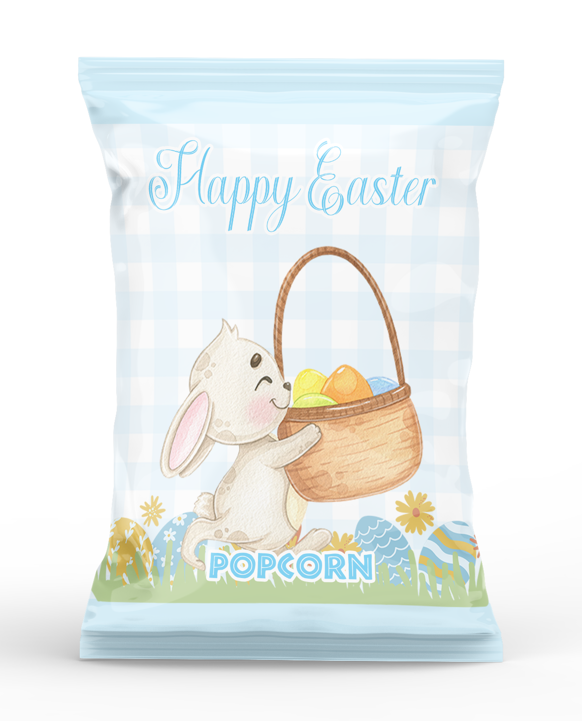 Personalised Easter Bunny Blue Popcorn Bag