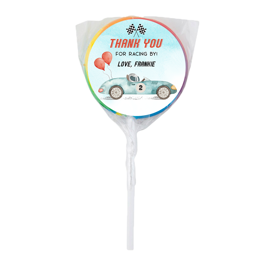 Racing Car Vintage Blue Lollipops -12pk