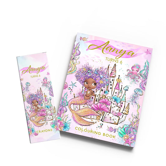 Brown Skin Mermaid Colouring Book & Crayons