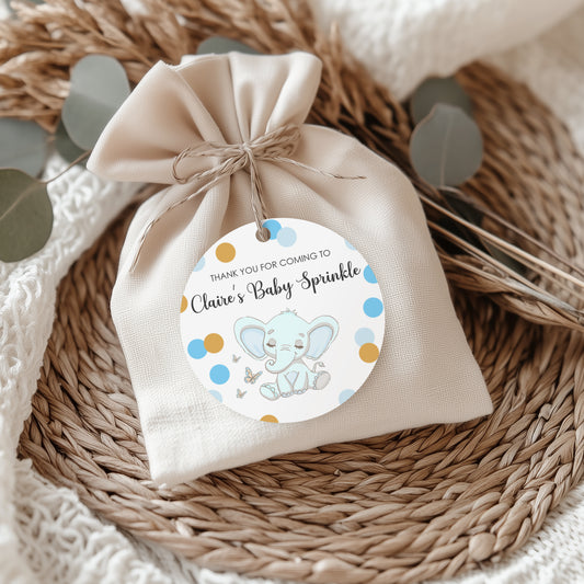 elephant baby shower favours tag