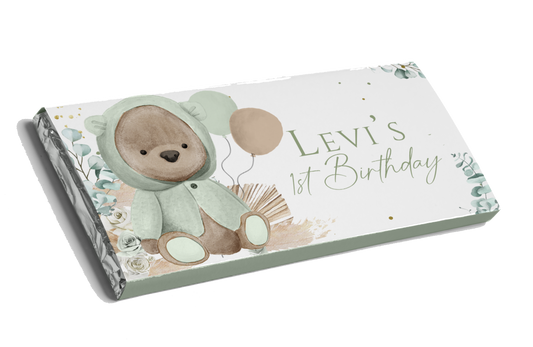 Green Eucalyptus Teddy Bear Chocolate Bar