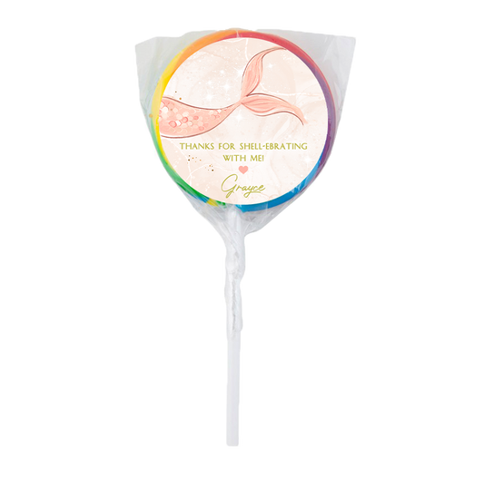 Mermaid Tail Peach Theme Lollipops -12pk