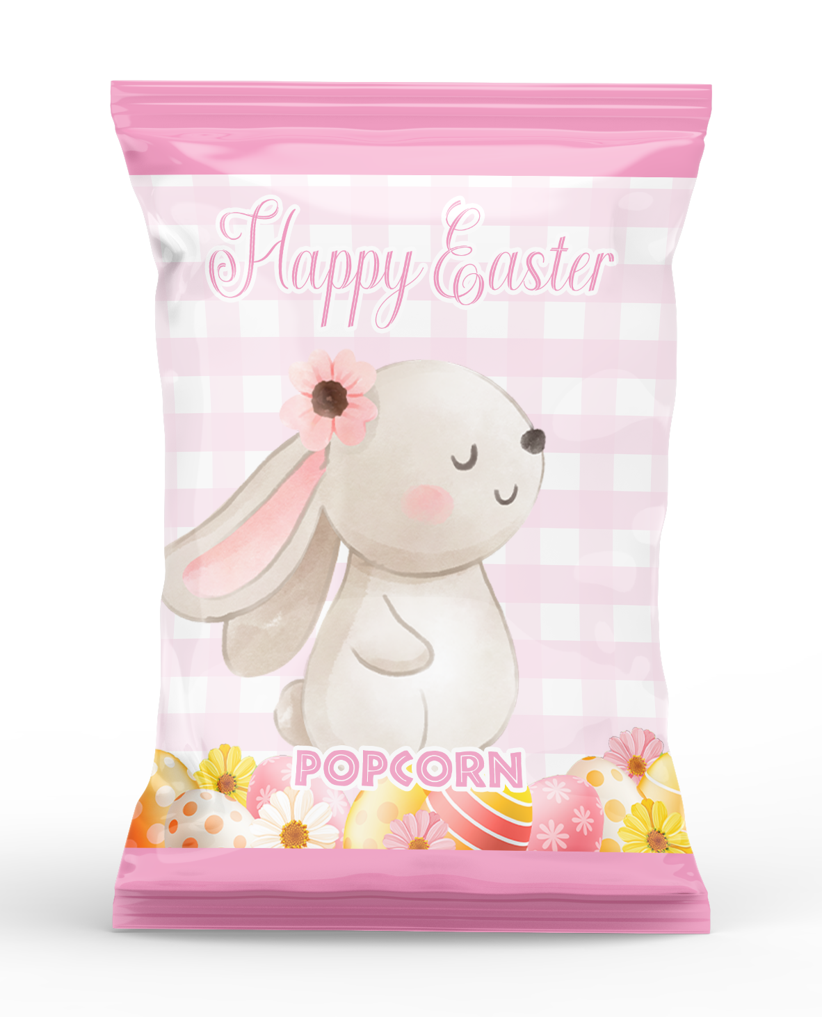 Personalised Easter Bunny Pink Popcorn Bag