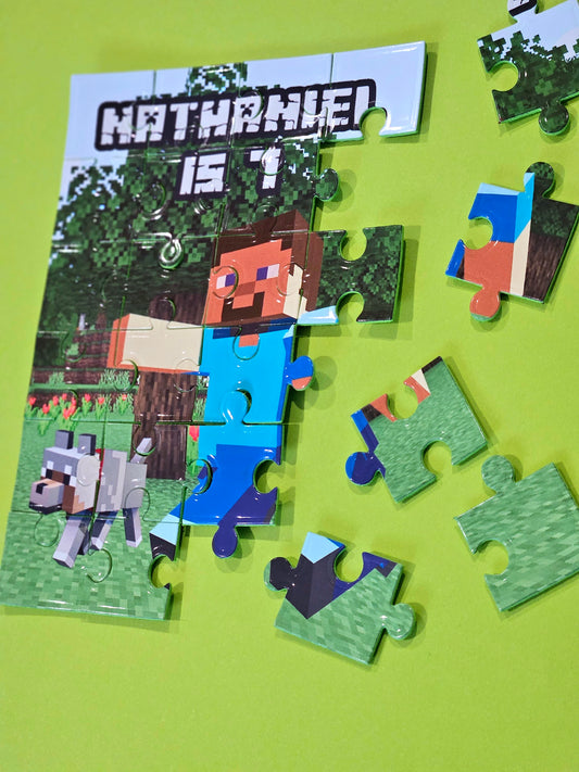 Minecraft Theme Gaming Personalised Mini Puzzles