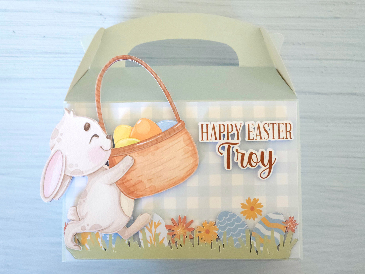 Personalised 3D Bunny Easter Hunt Blue Box (No Minimum Order)