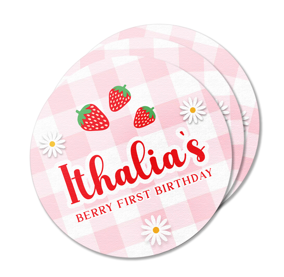Berry First Birthday Strawberry Theme Stickers Pack