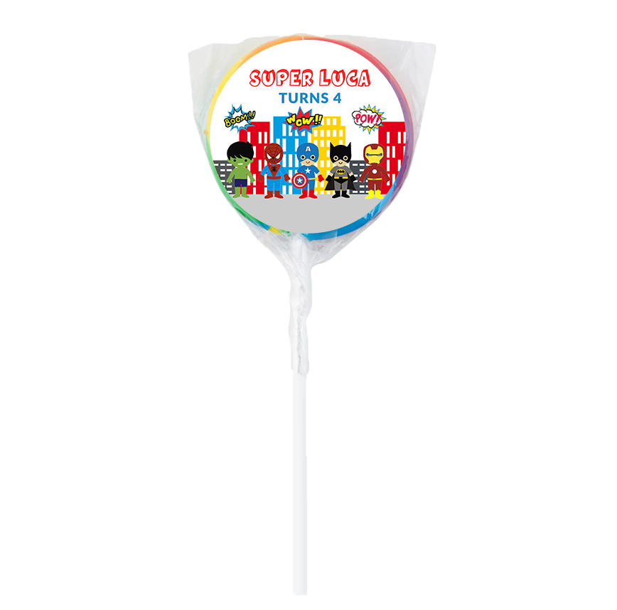 Superhero Cartoon Theme Lollipops -12pk