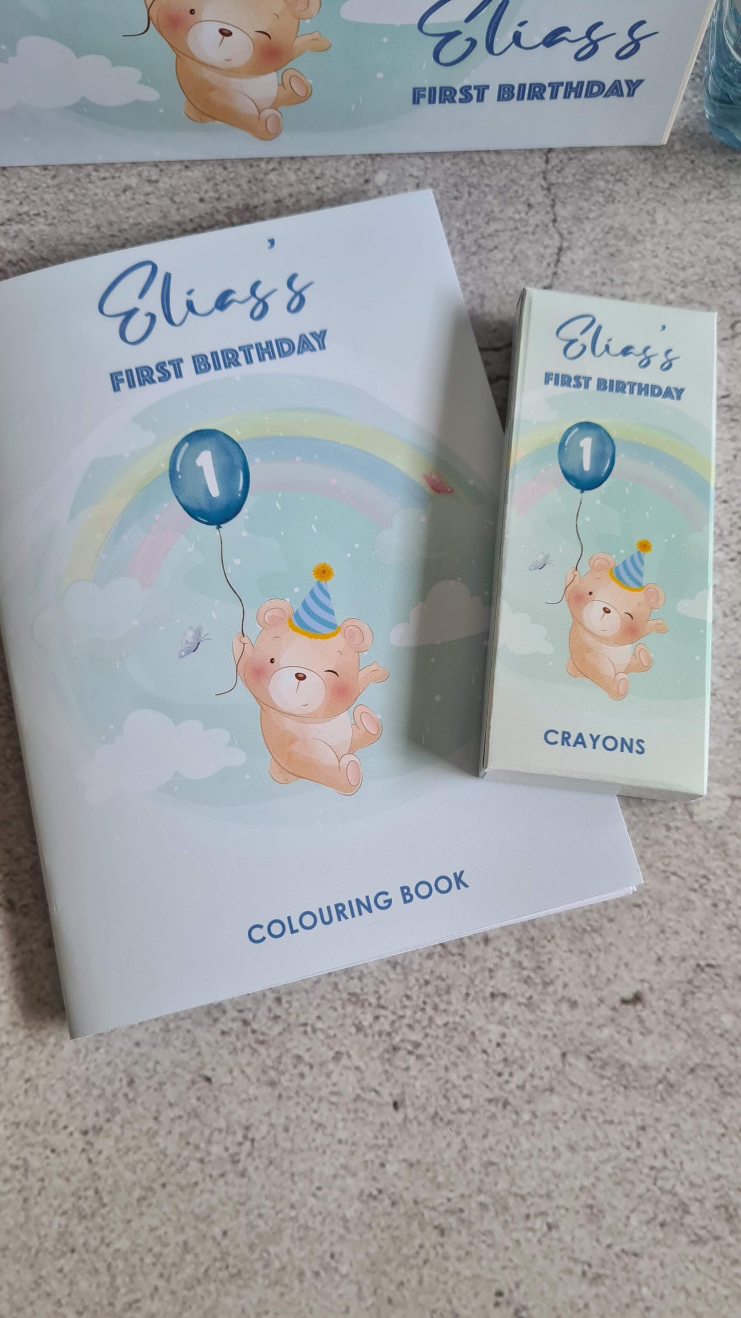 Teddy Bear Baby Blue Colouring Book & Crayons