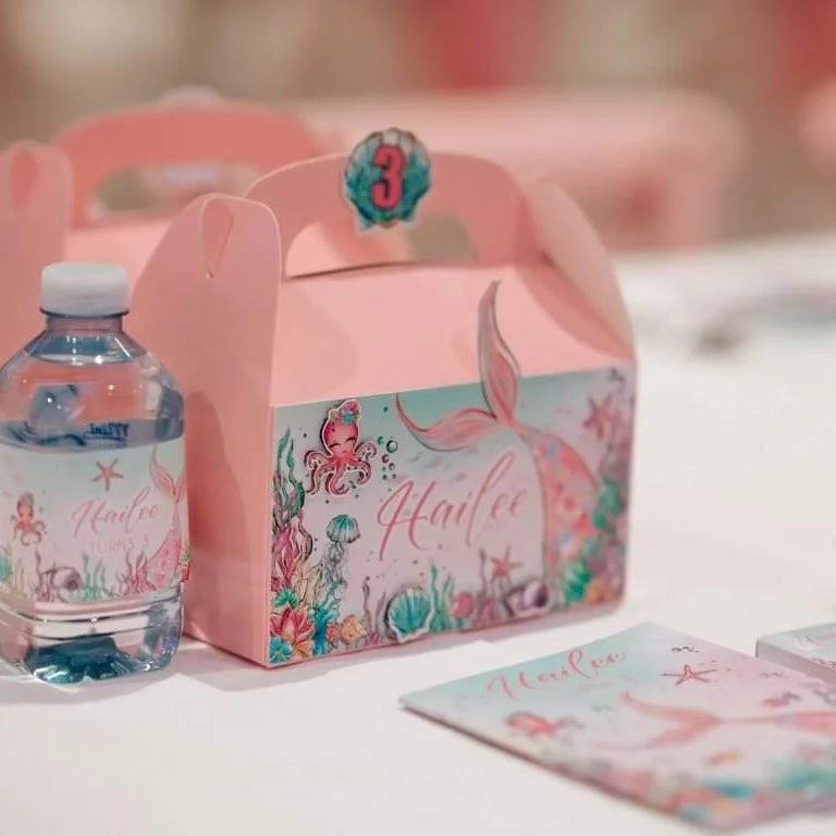 Pink Design Mermaid Tail Bottle Labels (12pk)