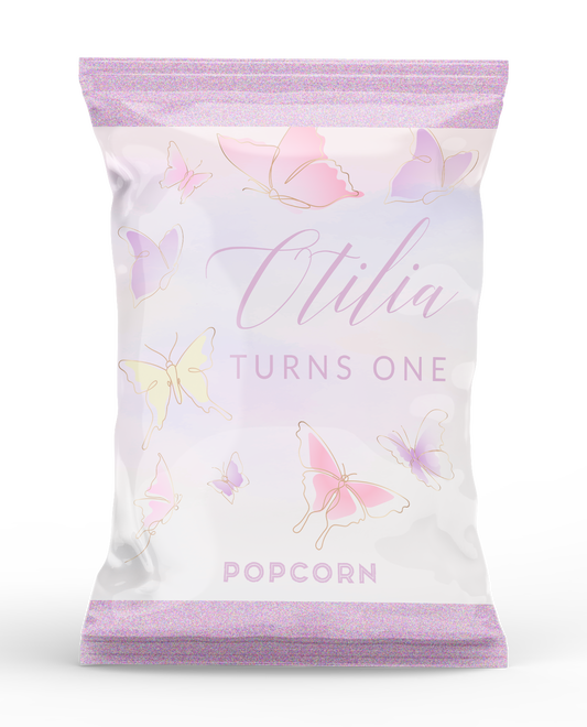 Pastel Butterflies Theme Popcorn Bag