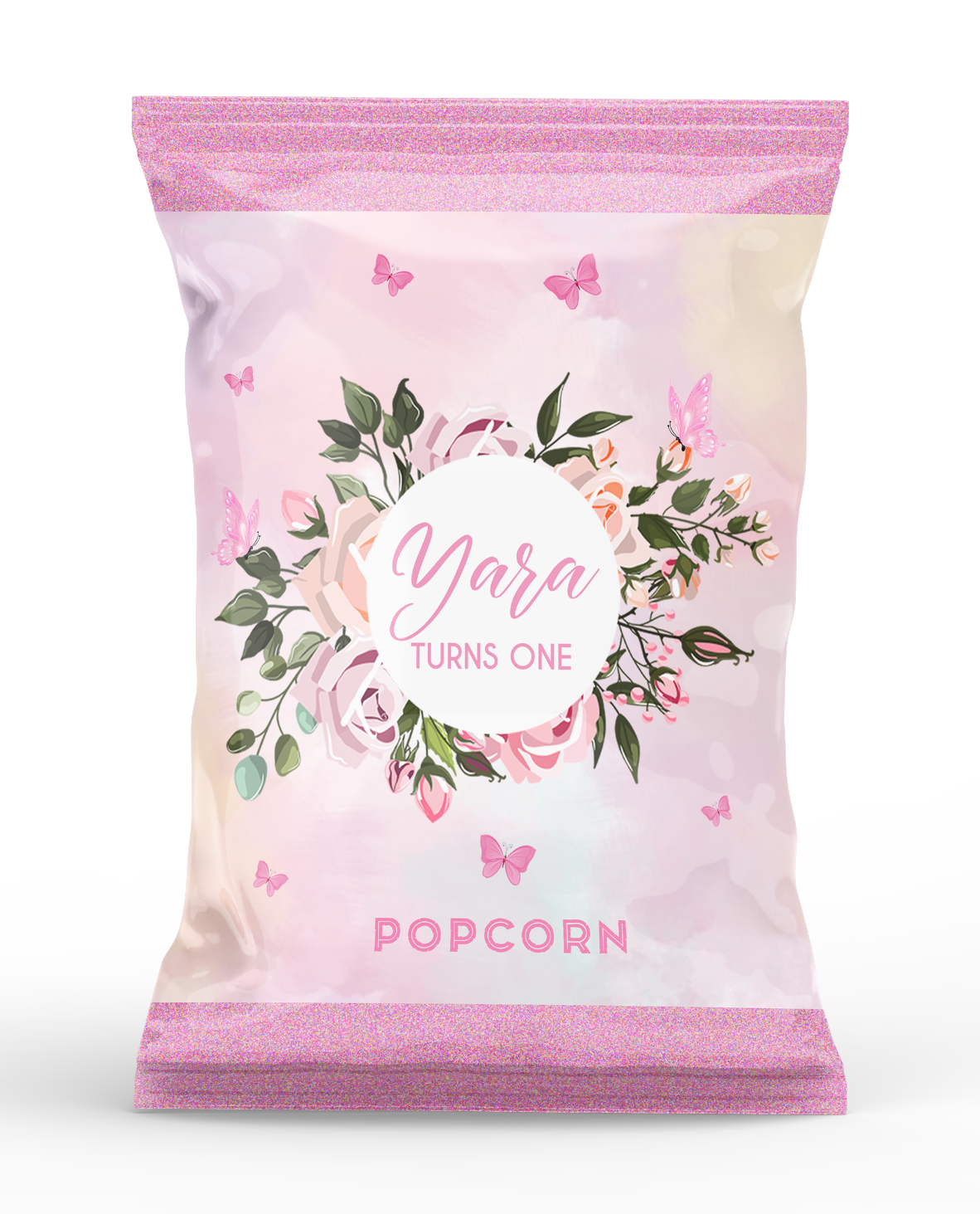 Butterfly Theme Popcorn Bag Pink