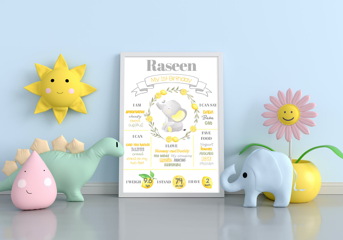 Elephant & Lemon Milestone Print