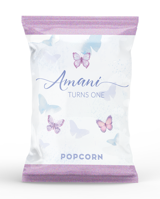 Butterfly Theme Popcorn Bag Purple