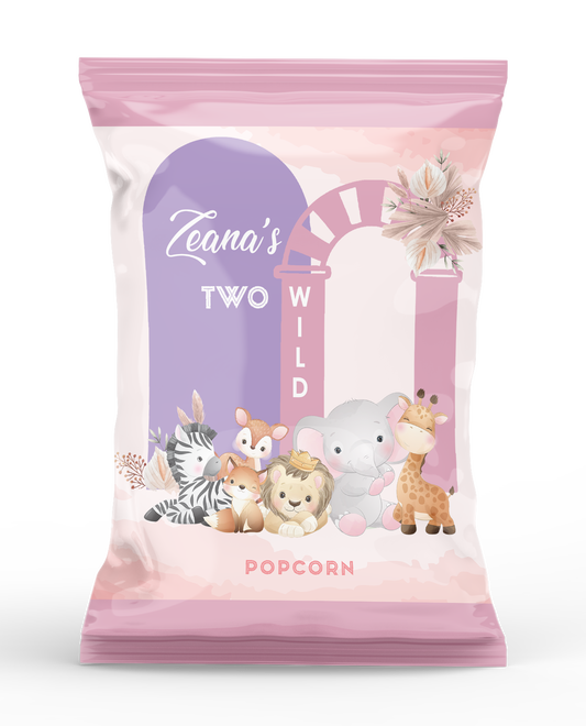 Two Wild Theme Wild One Popcorn Bag Pink