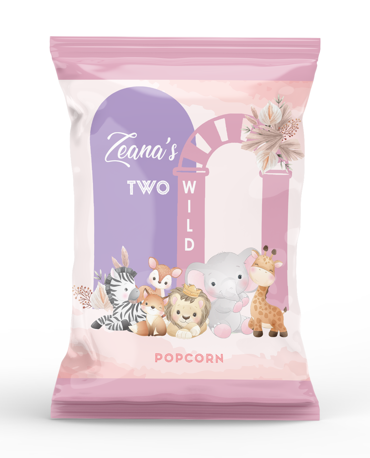 Two Wild Theme Wild One Popcorn Bag Pink
