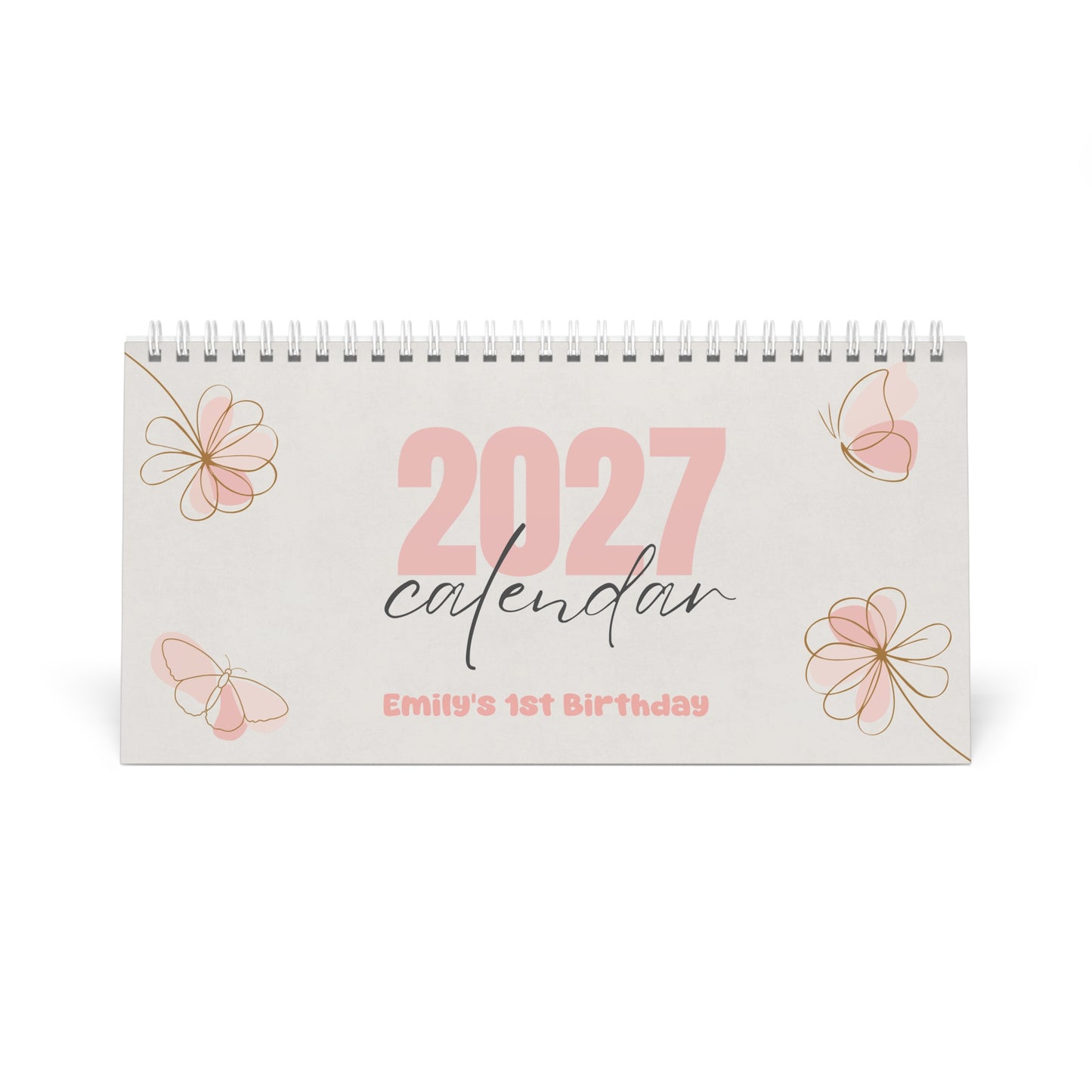2027 Butterfly Garden Theme Desk Calendar — Personalised Floral Monthly Planner