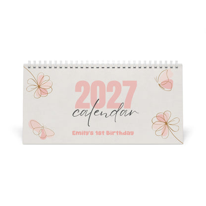 2027 Butterfly Garden Theme Desk Calendar — Personalised Floral Monthly Planner