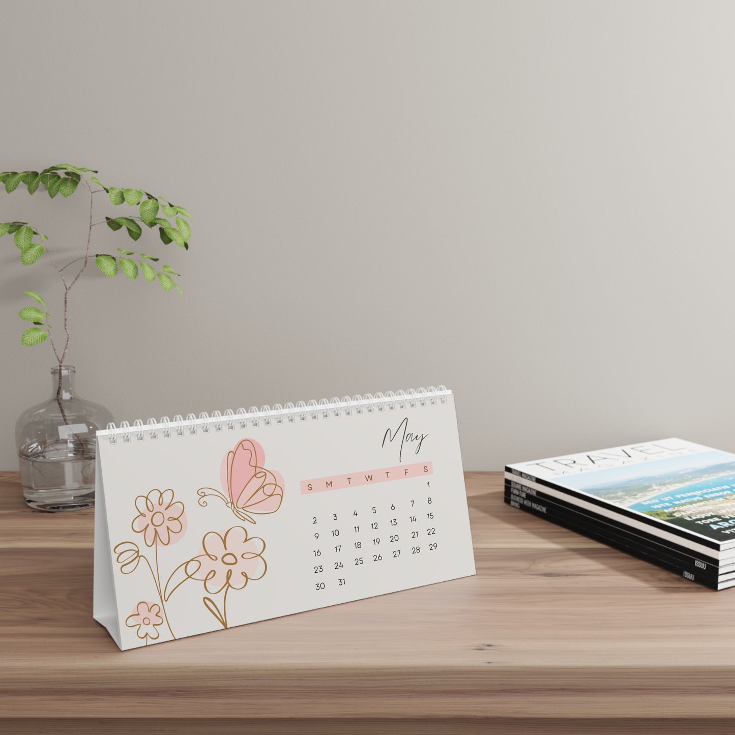 2027 Butterfly Garden Theme Desk Calendar — Personalised Floral Monthly Planner