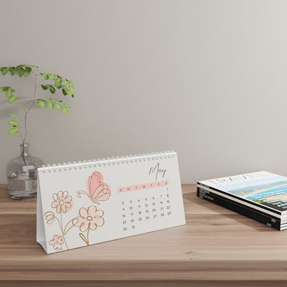 2027 Butterfly Garden Theme Desk Calendar — Personalised Floral Monthly Planner