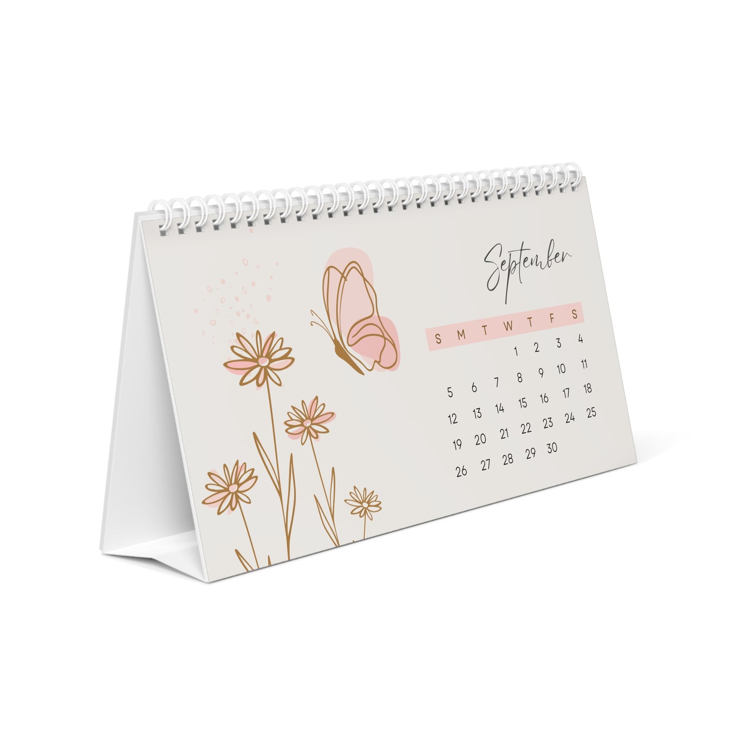 2027 Butterfly Garden Theme Desk Calendar — Personalised Floral Monthly Planner