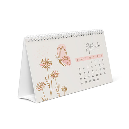 2027 Butterfly Garden Theme Desk Calendar — Personalised Floral Monthly Planner