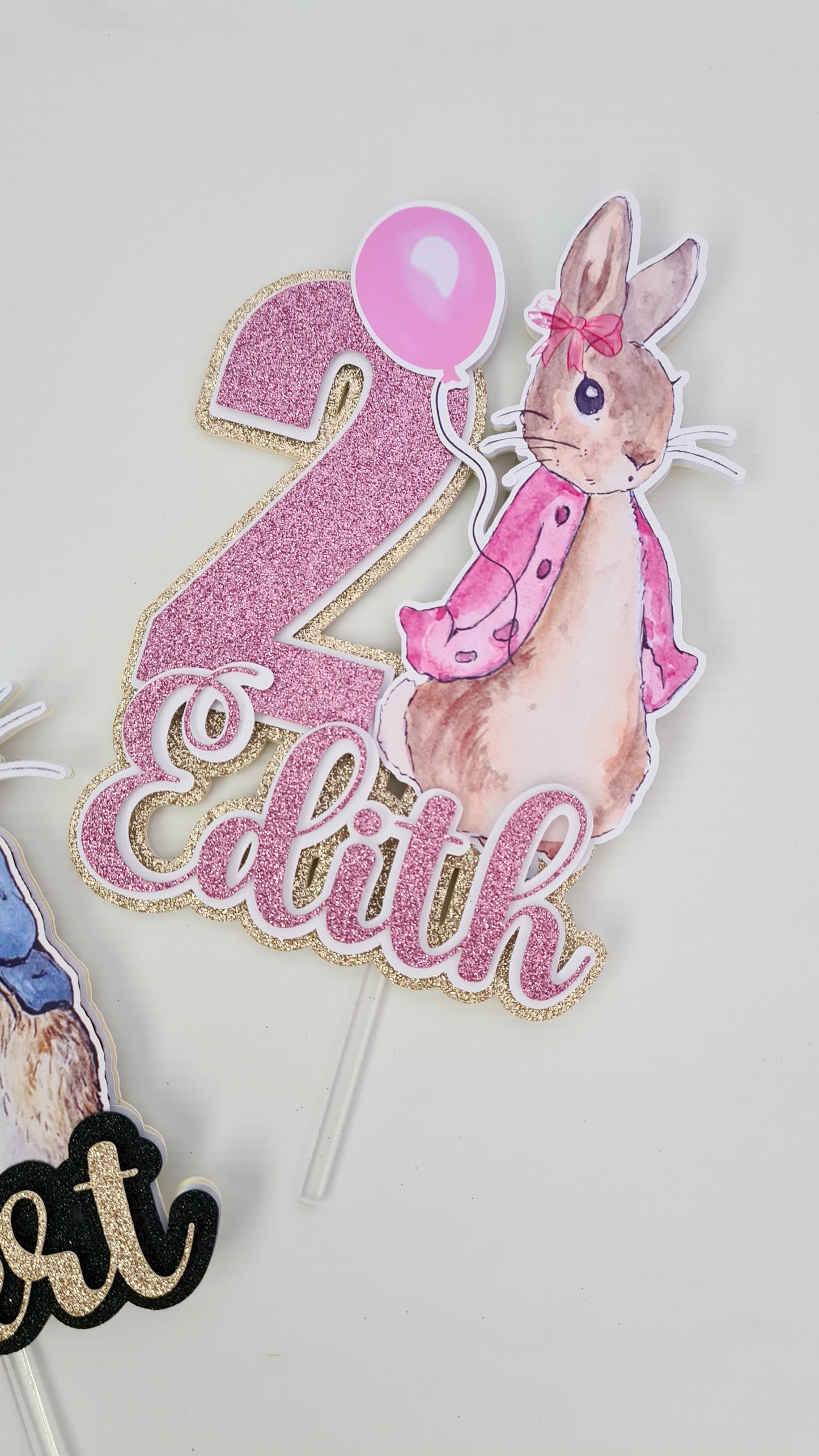 Pink Peter Rabbit Cake Topper – Summer Print & Party