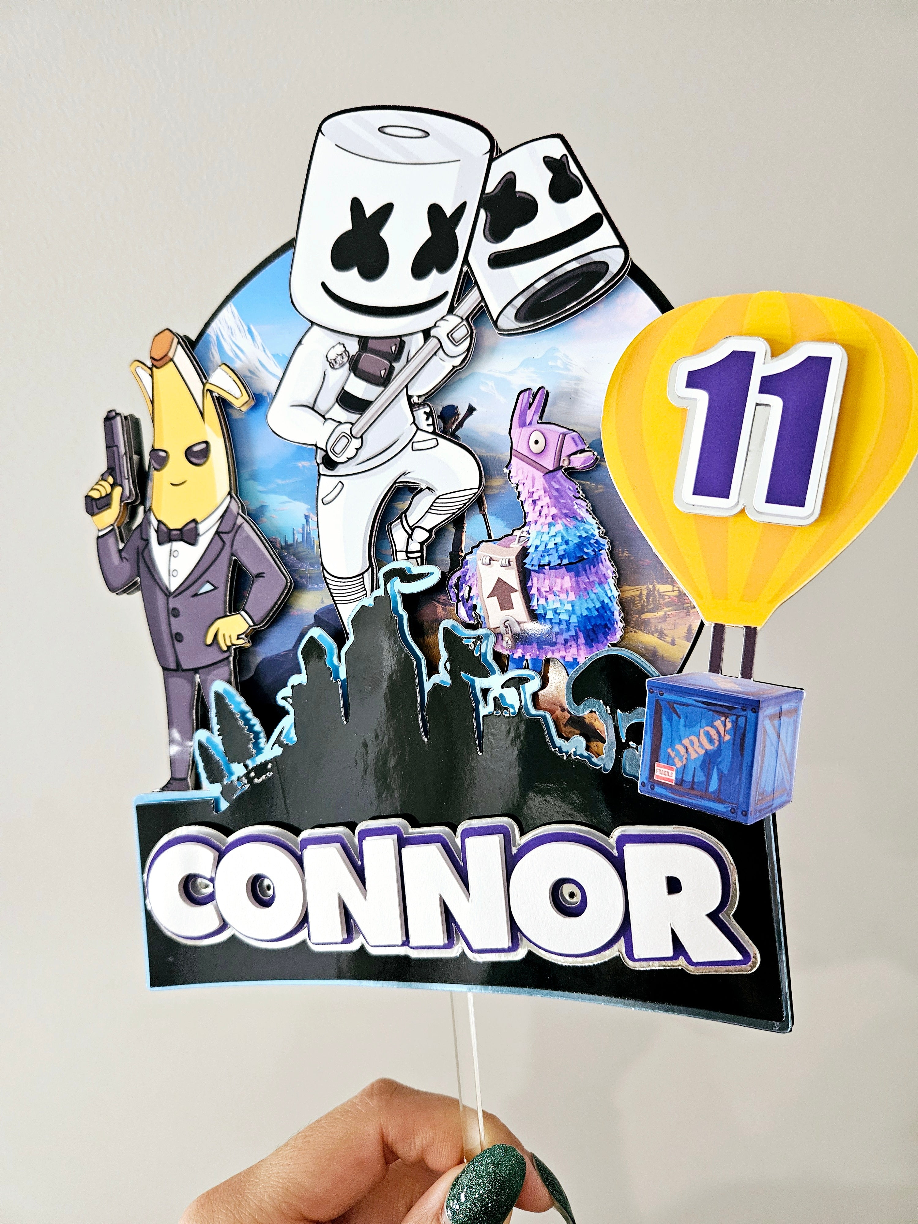 Fortnite Theme Cake Topper Summer Print & Party