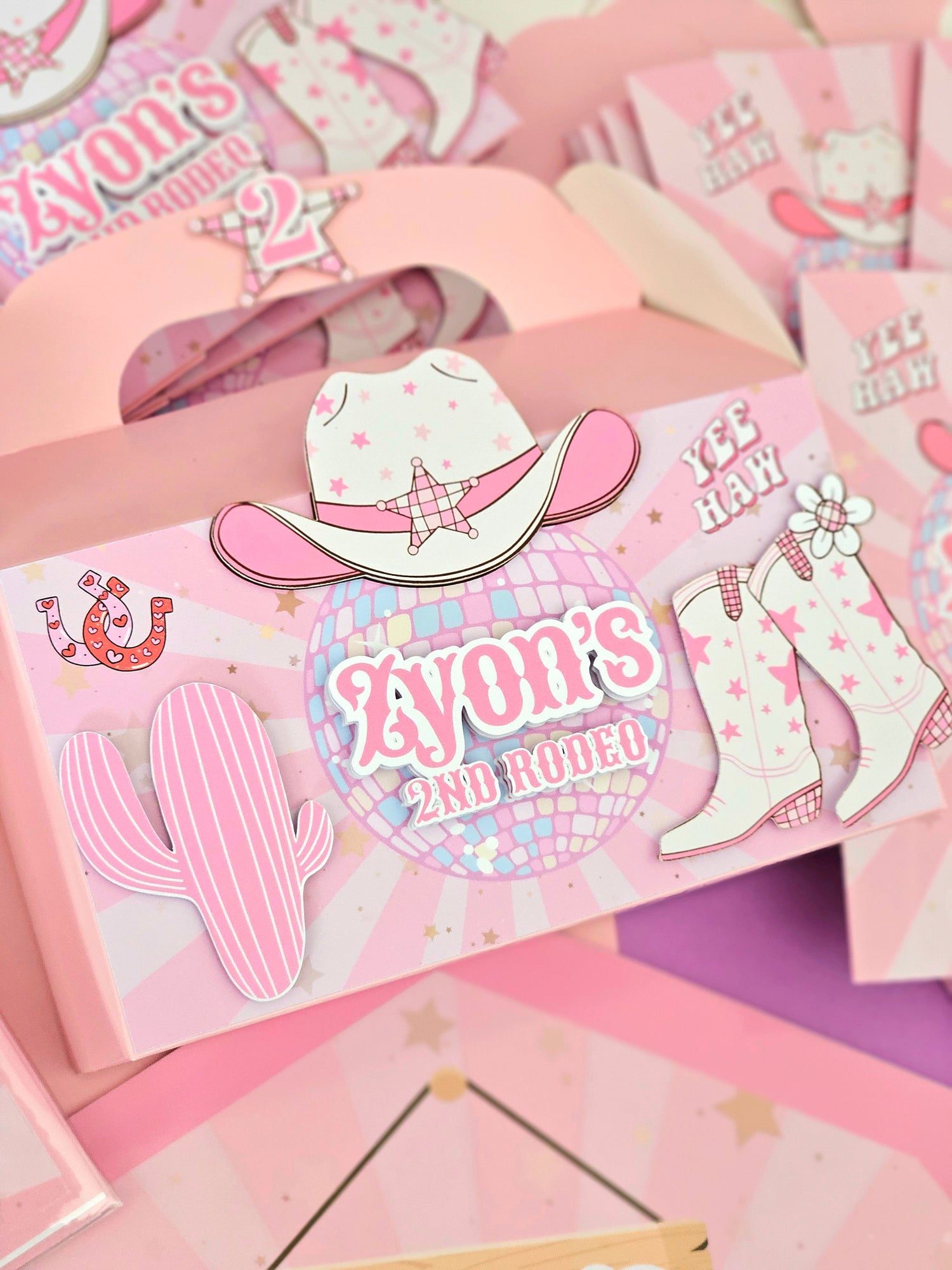 Disco Cowgirl Party Box Personalised Favours