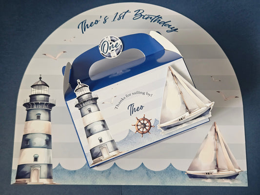 Sailor Theme Nautical Personalised 3D Party Favour Box | Kids Birthday Party Favours