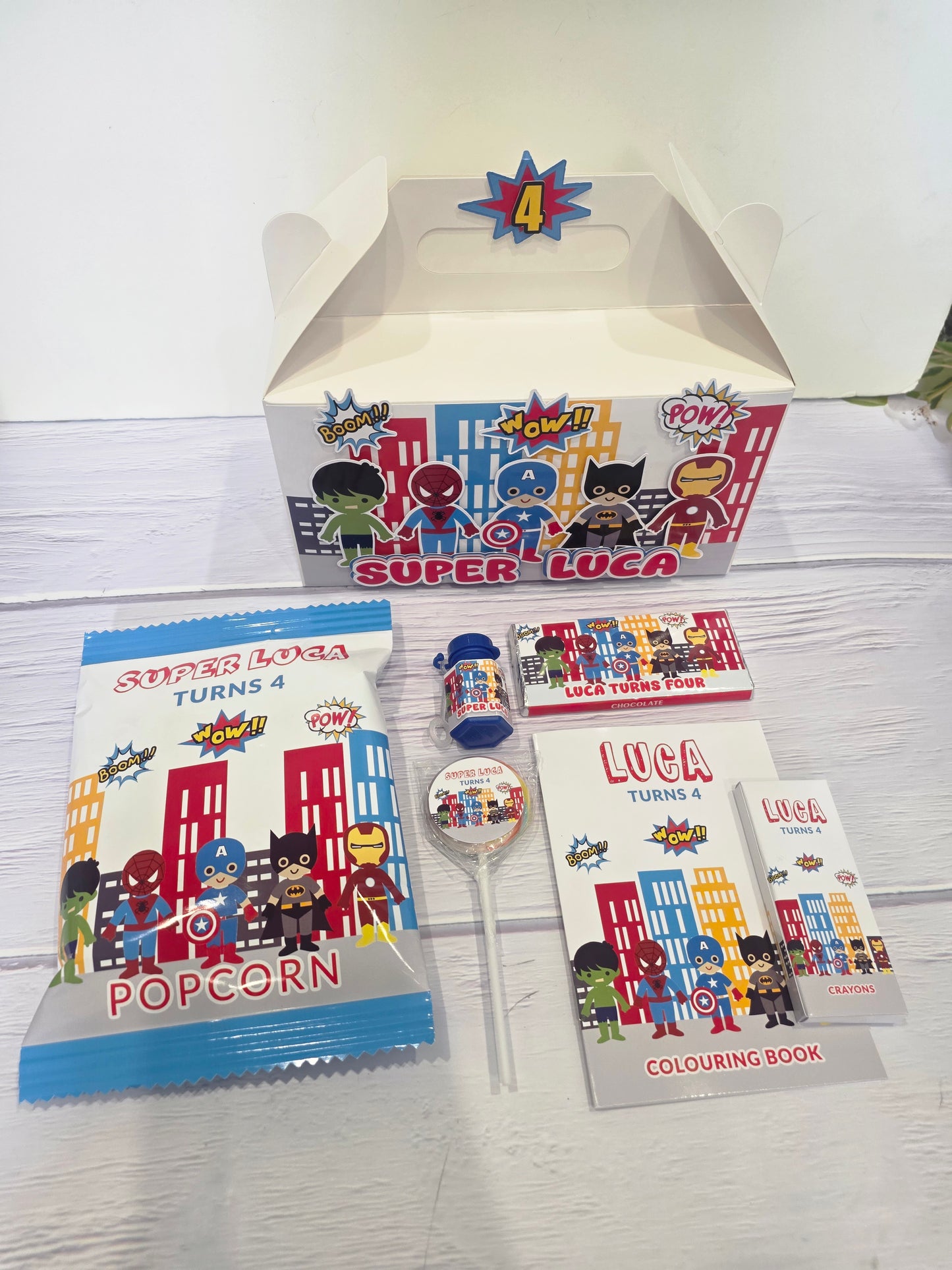 Superhero Birthday Personalised 3D Party Favour Box | Kids Birthday Party Favours