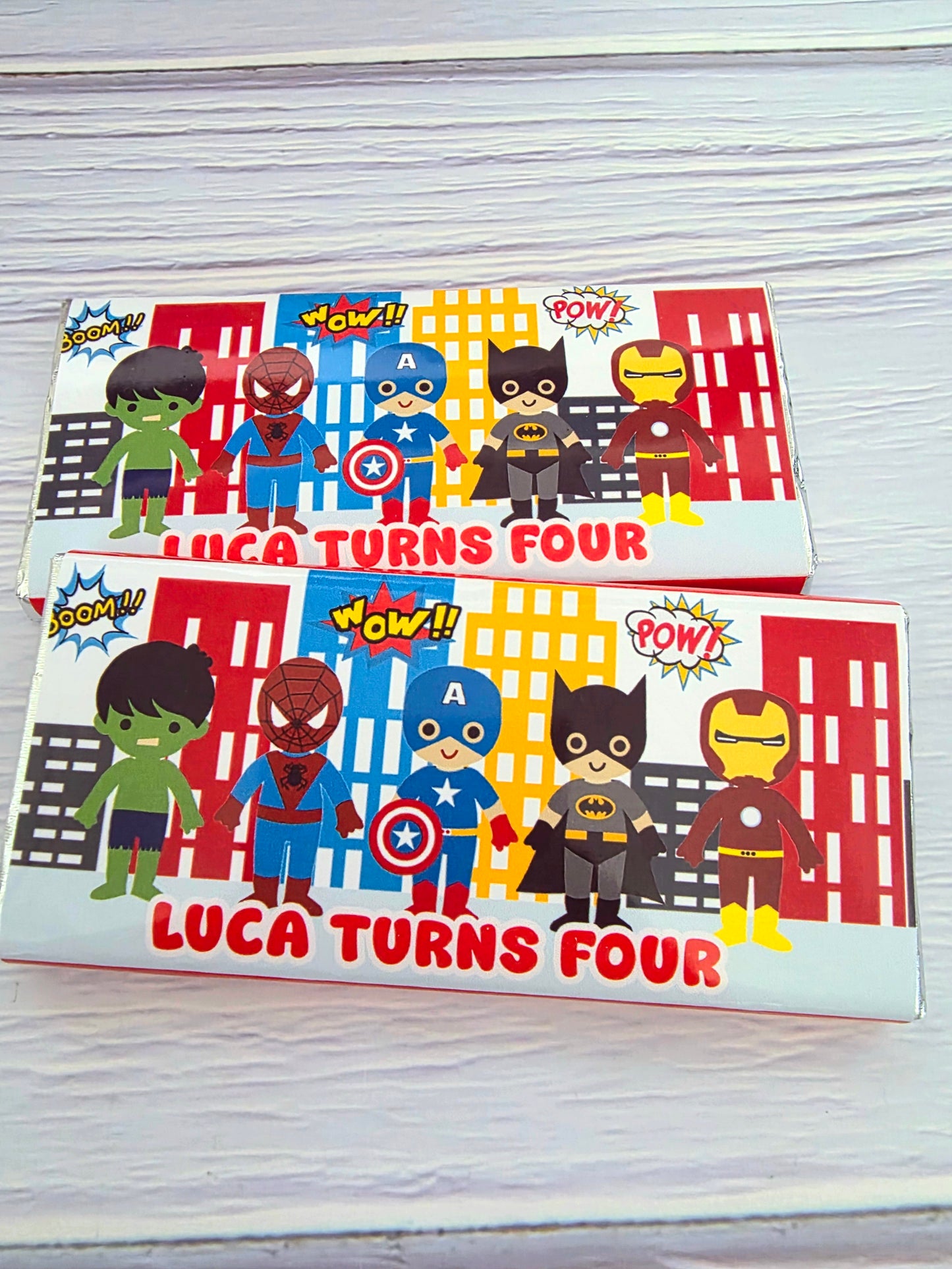 Superhero Cartoon Design Chocolate Bar