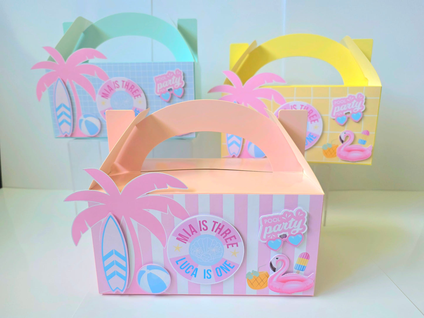 Pool Beach Party Personalised 3D Party Favour Box | Kids Birthday Party Favours