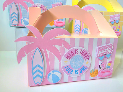 Pool Beach Party Personalised 3D Party Favour Box | Kids Birthday Party Favours
