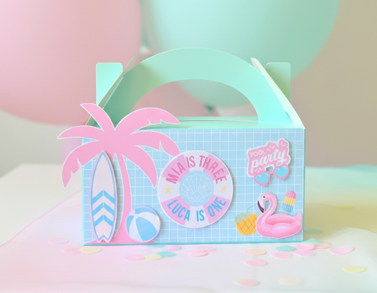 Pool Beach Party Personalised 3D Party Favour Box | Kids Birthday Party Favours