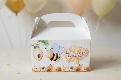 Bumble bee Sunflower Theme Personalised 3D Party Favour Box | Kids Birthday Party Favours
