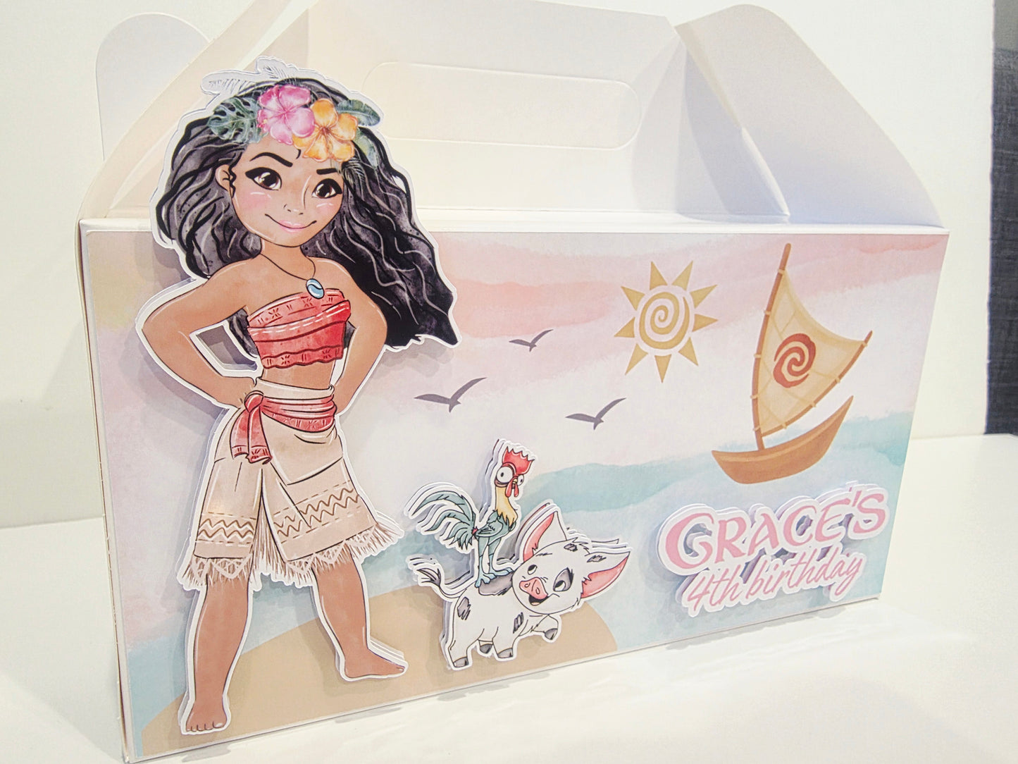 Moana Inspired Personalised 3D Party Favour Box | Kids Birthday Party Favours