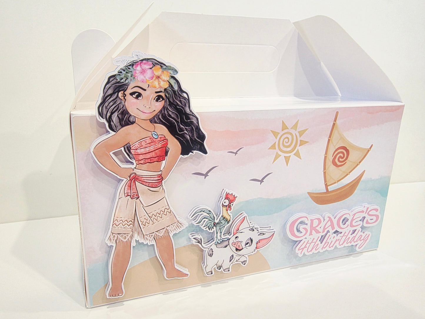 Moana Inspired Personalised 3D Party Favour Box | Kids Birthday Party Favours