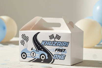 Vintage Blue Car Racing Theme Party Box