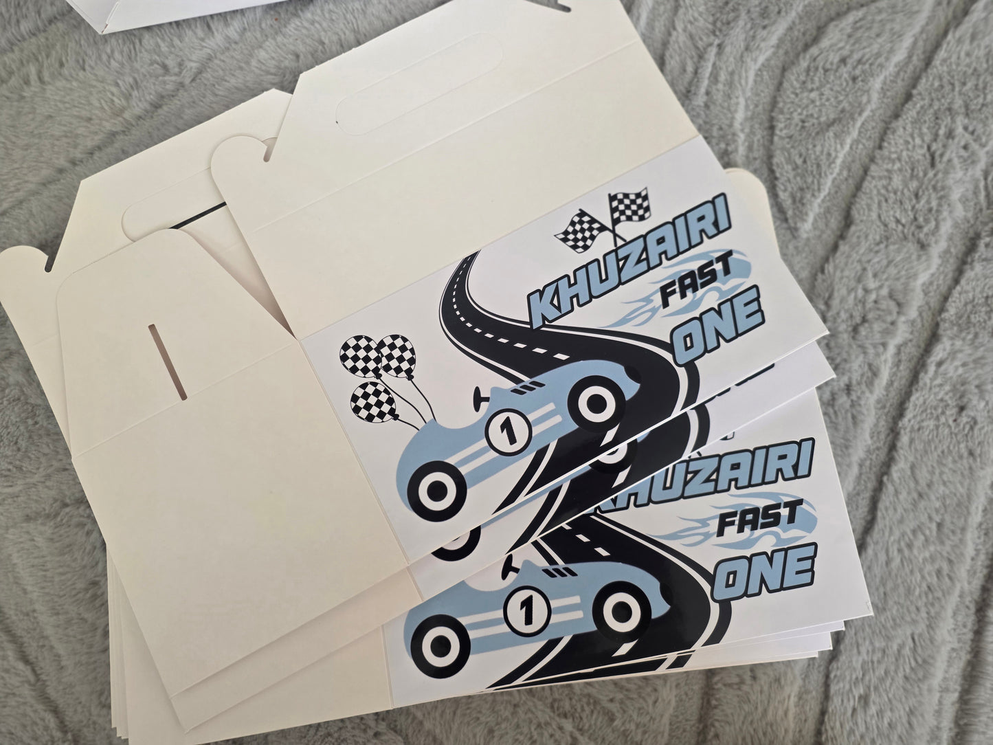 Vintage Blue Car Racing Theme Party Box