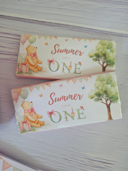 Baby Pooh Pink Theme Chocolate Bar