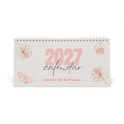 2027 Butterfly Garden Theme Desk Calendar — Personalised Floral Monthly Planner