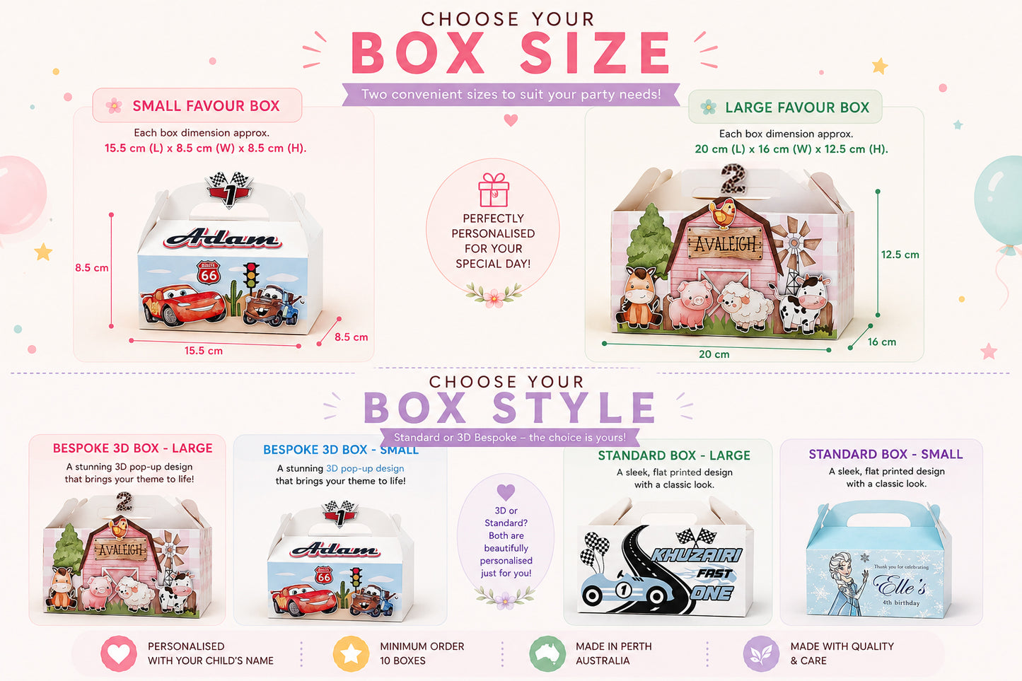 Pink Piggy Birthday Party Box | Personalised Kids Birthday Party Favours Australia