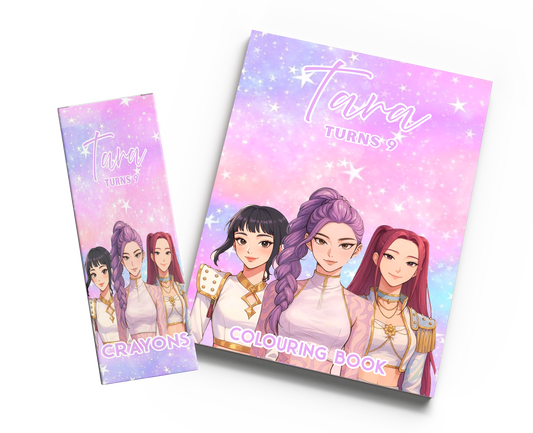 K-Pop Superstar Colouring Book & Crayons | Personalised K-Pop Party Favours Australia