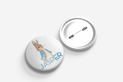Peter Rabbit Garden Party Pin Badges | Kids Birthday Party Favours | Personalised or Plain